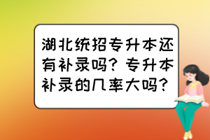 湖北統(tǒng)招專升本還有補錄嗎？專升本補錄的幾率大嗎？